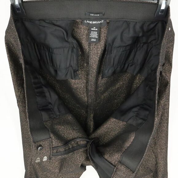 Lane Bryant Dress Pants Plus Sz 26 Black Gold Metallic The Allie Stretch Bootcut - Picture 9 of 10